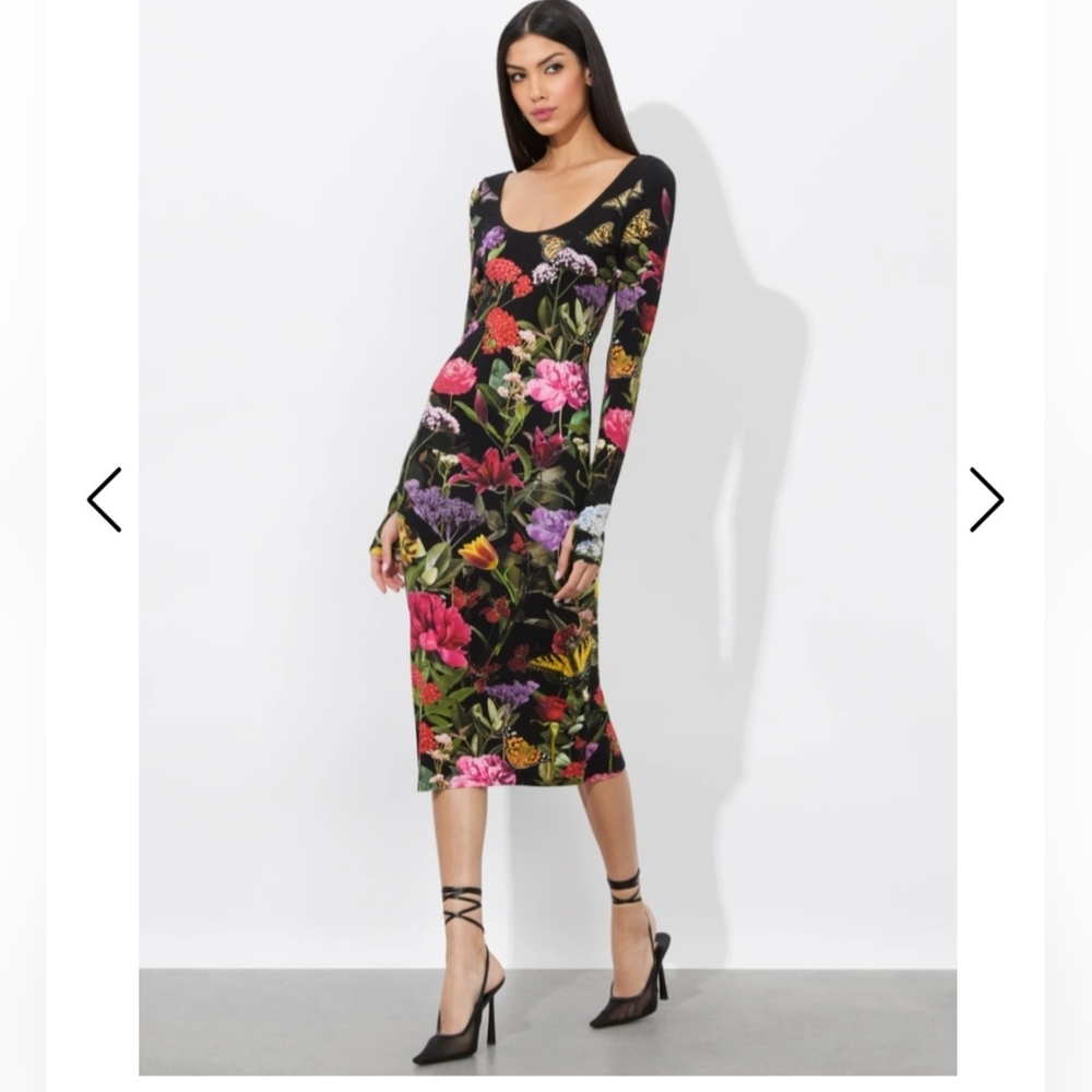 Alice + Olivia Delora Scoopneck Midi Dress 2 - Picture 4 of 8